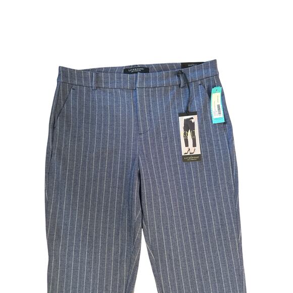 NWT 14 32 Liverpool Los Angeles Knit Trousers Pants Blue Stripe Renee Straight - Picture 2 of 7